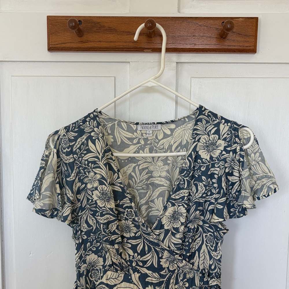 Navy and Cream Floral Dress